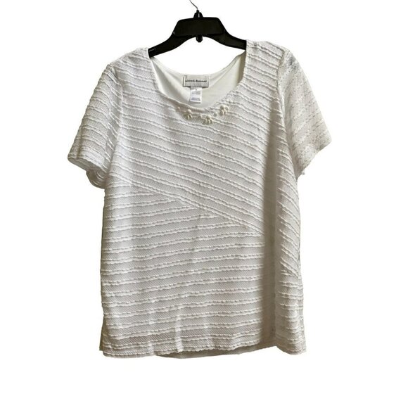 Bright White Textured Blouse sz m - Picture 1 of 4